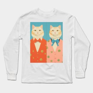 Vintage Aesthetic Cat Painting Long Sleeve T-Shirt